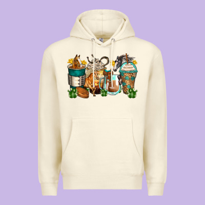 Horses Coffee Cups Premium Hoodie Designed By Zillion Design Studio