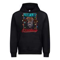 Black merry christmas highland calf baby cow Urban Hoodie - RanaPortraitStore