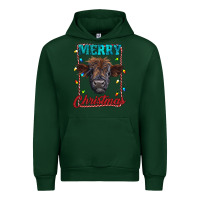 Forest Green merry christmas highland calf baby cow Urban Hoodie - RanaPortraitStore