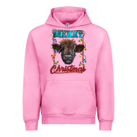 Fuchsia Pink merry christmas highland calf baby cow Urban Hoodie - RanaPortraitStore