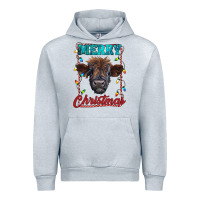 Heather Grey merry christmas highland calf baby cow Urban Hoodie - RanaPortraitStore