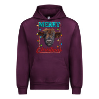 Mauve Wine merry christmas highland calf baby cow Urban Hoodie - RanaPortraitStore