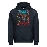 Navy merry christmas highland calf baby cow Urban Hoodie - RanaPortraitStore