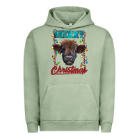 Pigment Oil Green merry christmas highland calf baby cow Urban Hoodie - RanaPortraitStore