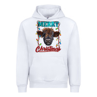 White merry christmas highland calf baby cow Urban Hoodie - RanaPortraitStore