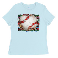 Baby Blue sports baseball background Ladies Tee - Artiststas
