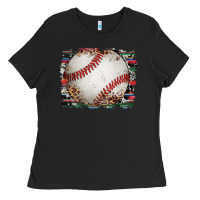 Black sports baseball background Ladies Tee - Artiststas