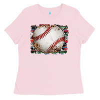 Bubblegum Pink sports baseball background Ladies Tee - Artiststas