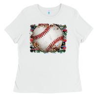 White sports baseball background Ladies Tee - Artiststas