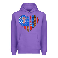 Purple 4th of july nurse heart flag Premium Hoodie - texasbilliewilder
