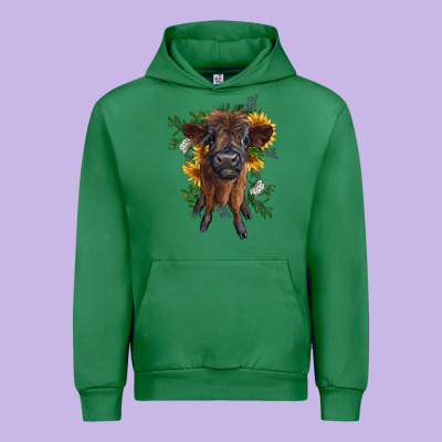 Highland Cow With Sunflower Urban Hoodie Designed By Ranaportraitstore