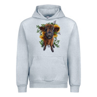 Heather Grey highland cow with sunflower Urban Hoodie - RanaPortraitStore