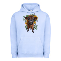 Pigment Grape Ice highland cow with sunflower Urban Hoodie - RanaPortraitStore