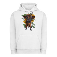 Pigment Lunar Rock highland cow with sunflower Urban Hoodie - RanaPortraitStore
