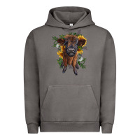 Pigment Tornado highland cow with sunflower Urban Hoodie - RanaPortraitStore
