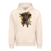 Sandshell highland cow with sunflower Urban Hoodie - RanaPortraitStore