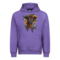 Tulip highland cow with sunflower Urban Hoodie - RanaPortraitStore