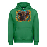 Emerald highland cow calf with western background Urban Hoodie - RanaPortraitStore