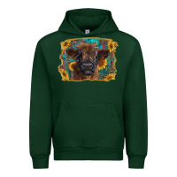 Forest Green highland cow calf with western background Urban Hoodie - RanaPortraitStore