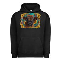 Pigment Black highland cow calf with western background Urban Hoodie - RanaPortraitStore