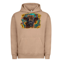 Pigment Burro highland cow calf with western background Urban Hoodie - RanaPortraitStore