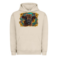 Pigment French Oak highland cow calf with western background Urban Hoodie - RanaPortraitStore