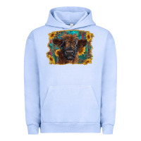 Pigment Grape Ice highland cow calf with western background Urban Hoodie - RanaPortraitStore