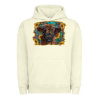 Pigment Pistachio highland cow calf with western background Urban Hoodie - RanaPortraitStore
