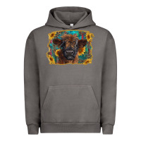 Highland Cow Calf With Western Background Urban Hoodie | Teevron