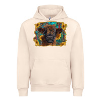 Sandshell highland cow calf with western background Urban Hoodie - RanaPortraitStore