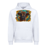 White highland cow calf with western background Urban Hoodie - RanaPortraitStore