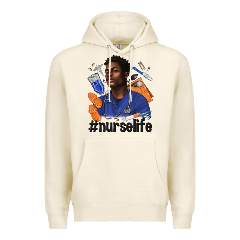 Afro Man Nurse Life Premium Hoodie by texasbilliewilder | Teevron