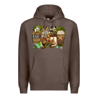 Coffee safari cartoon characters coffee cups Premium Hoodie - Zillion Design Studio