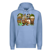 Colony Blue safari cartoon characters coffee cups Premium Hoodie - Zillion Design Studio