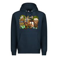 Navy safari cartoon characters coffee cups Premium Hoodie - Zillion Design Studio