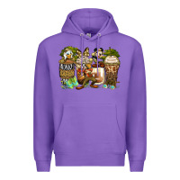 Purple safari cartoon characters coffee cups Premium Hoodie - Zillion Design Studio