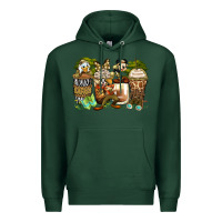Sports Green safari cartoon characters coffee cups Premium Hoodie - Zillion Design Studio
