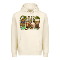Safari Cartoon Characters Coffee Cups Premium Hoodie | Teevron