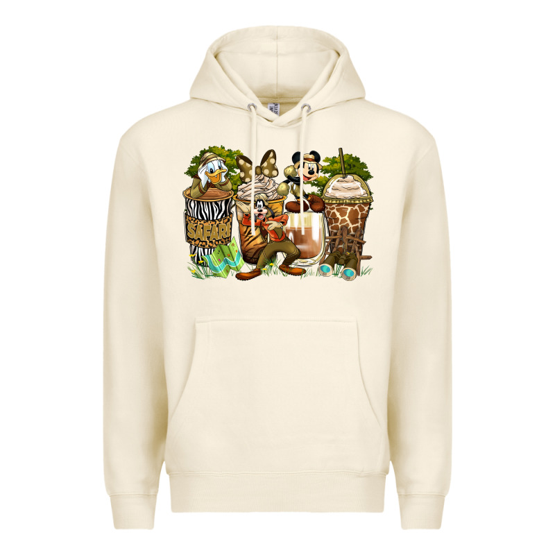 Safari Cartoon Characters Coffee Cups Premium Hoodie by Zillion Design Studio | Teevron