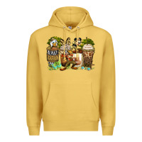 Antique Gold safari cartoon characters coffee cups Premium Hoodie - Zillion Design Studio