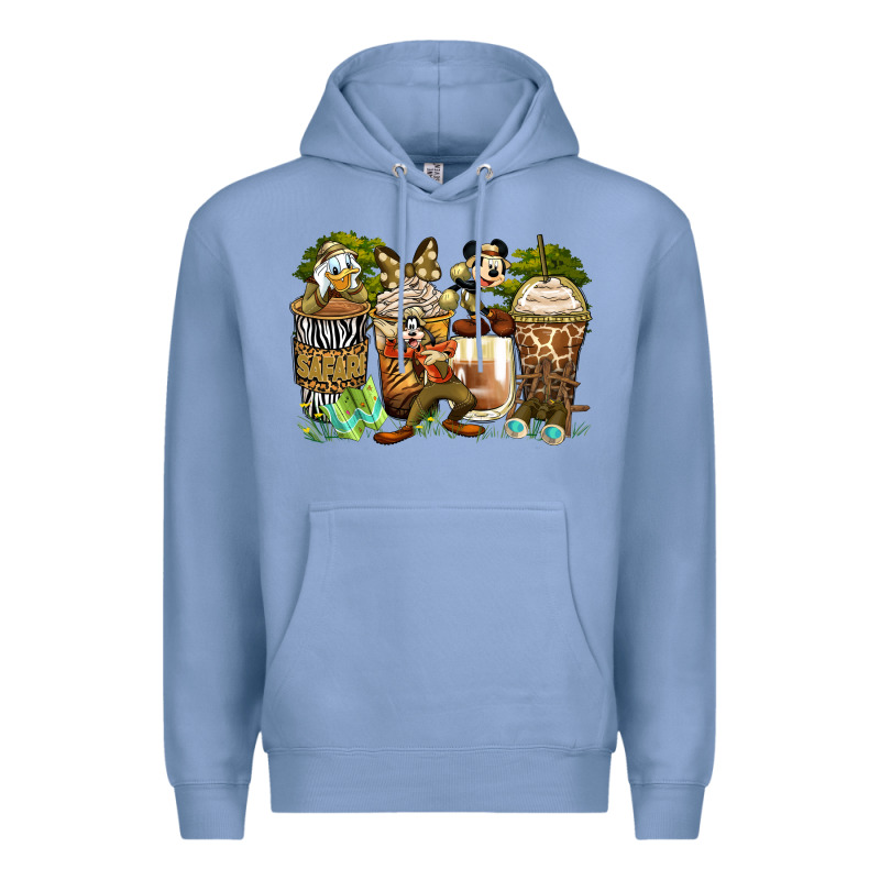 Safari Cartoon Characters Coffee Cups Premium Hoodie by Zillion Design Studio | Teevron
