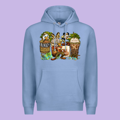 Safari Cartoon Characters Coffee Cups Premium Hoodie Designed By Zillion Design Studio