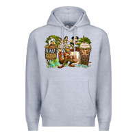 Heather Grey safari cartoon characters coffee cups Premium Hoodie - Zillion Design Studio