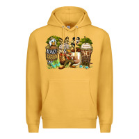 Mustard safari cartoon characters coffee cups Premium Hoodie - Zillion Design Studio
