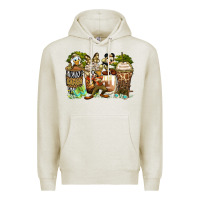 Oatmeal Heather safari cartoon characters coffee cups Premium Hoodie - Zillion Design Studio