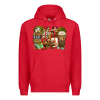 Red safari cartoon characters coffee cups Premium Hoodie - Zillion Design Studio