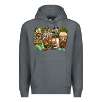 Rock safari cartoon characters coffee cups Premium Hoodie - Zillion Design Studio