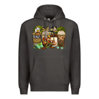 Smoke safari cartoon characters coffee cups Premium Hoodie - Zillion Design Studio