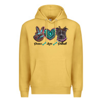 Antique Gold peace love pitbull Premium Hoodie - RanaPortraitStore