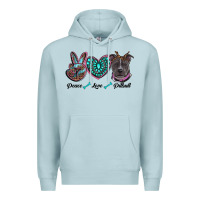 Blue Mist peace love pitbull Premium Hoodie - RanaPortraitStore